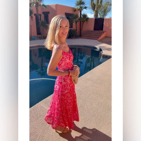 NWT Elegant Pink Floral Maxi Dress-S - Picture 10 of 17